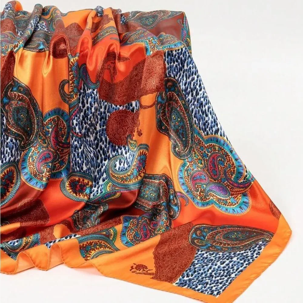 Orange Paisley Headscarf Bandana N1420